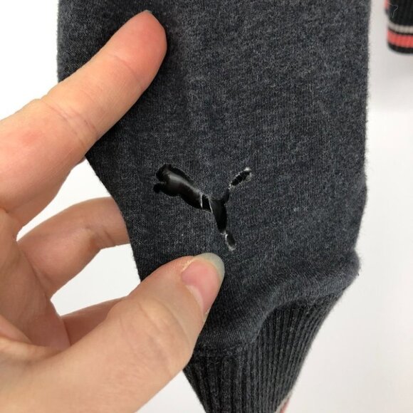 Puma charcoal grey pullover hoodie with through pocket hot pink accents S - Picture 5 of 13